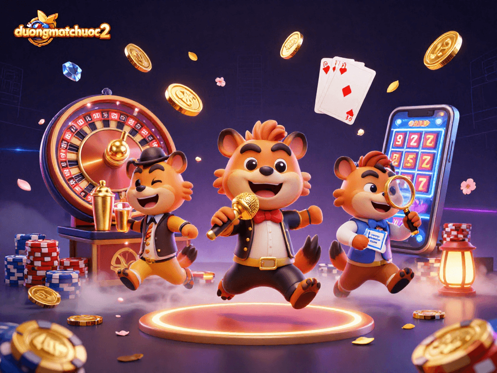 Experience the thrilling gameplay of duongmatchuoc2 with vibrant casino elements in this engaging illustration.
