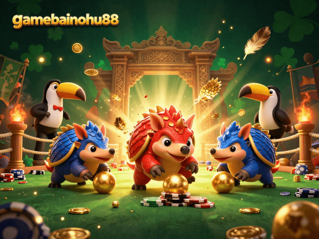 Engage in the thrilling gameplay of gamebainohu88 as pangolins roll through poker chips for big wins!