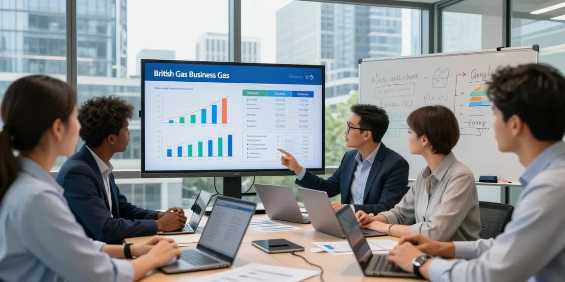 Team analyzing British Gas Business Gas strategies in a modern office.