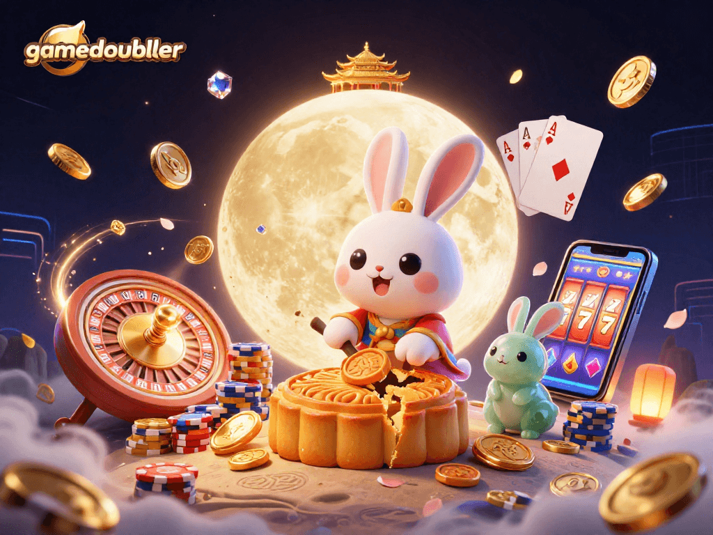 Experience gamedoubler's thrilling gameplay with the moon rabbit and stunning casino elements.