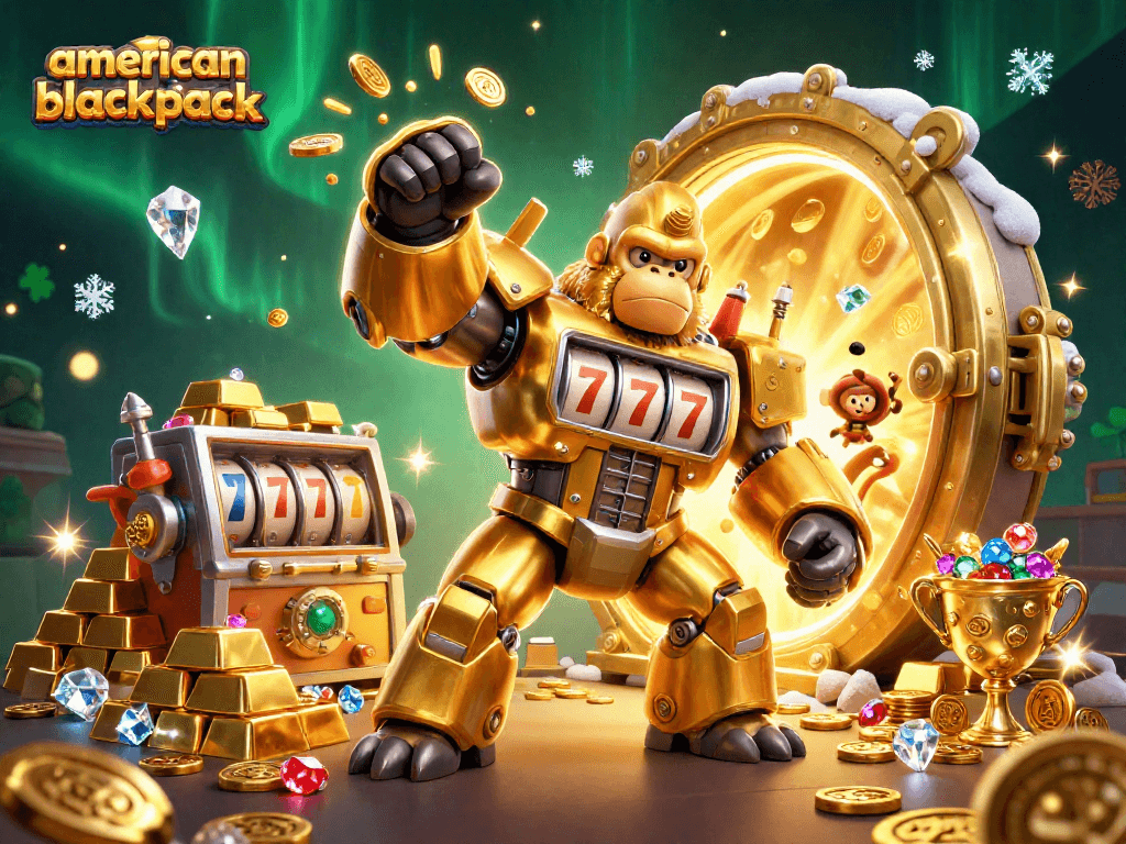 Experience the thrill of american-blackjack with dynamic action and vibrant casino elements in this epic scene.