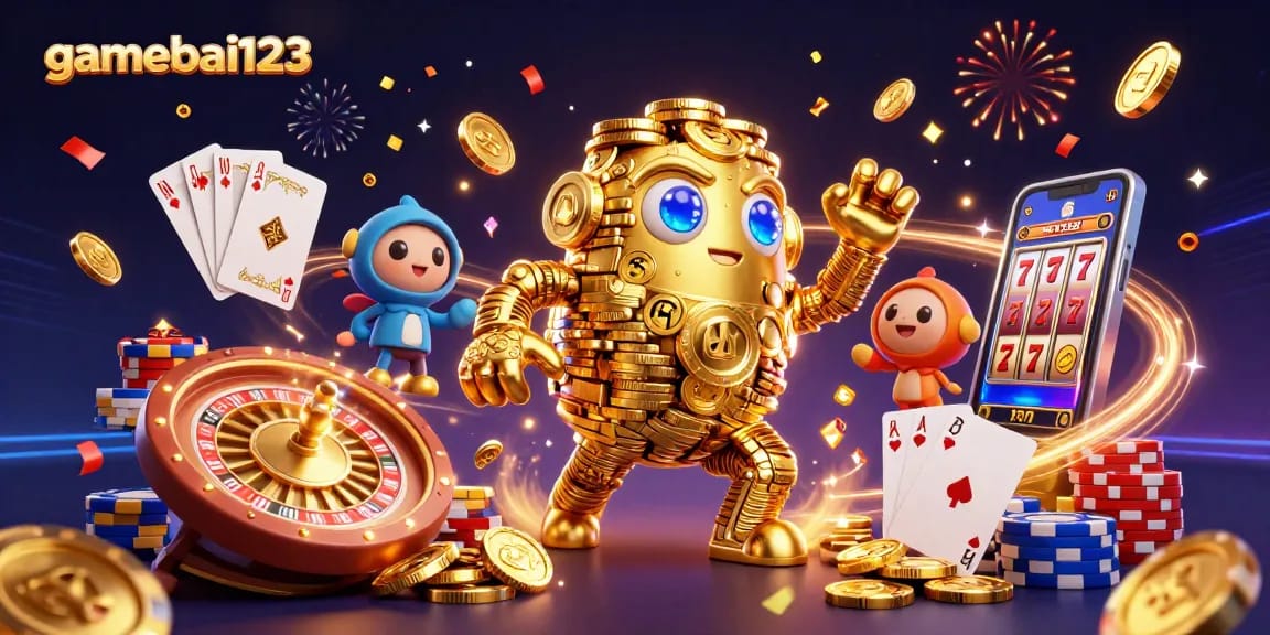 Engage in thrilling casino action with gamebai123 featuring a golden golem and dynamic game elements
