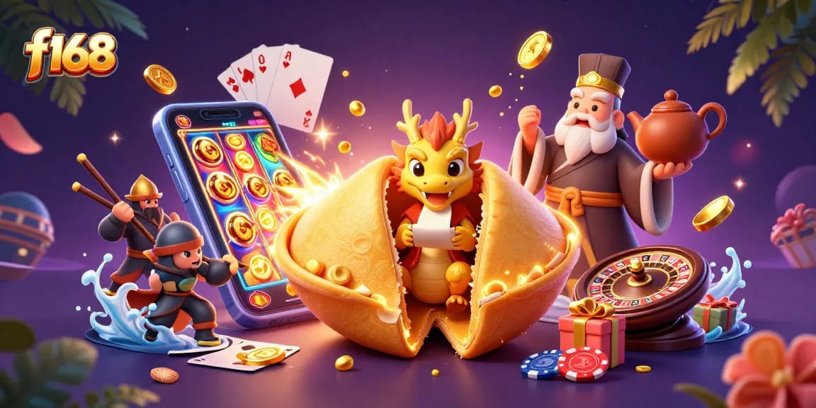 Experience winning moments at f168 with a vibrant display of dragon guardians and golden gaming elements.