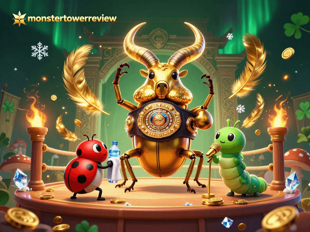Engage in the action of Monster Tower with intense gameplay showcasing elements and colorful characters.