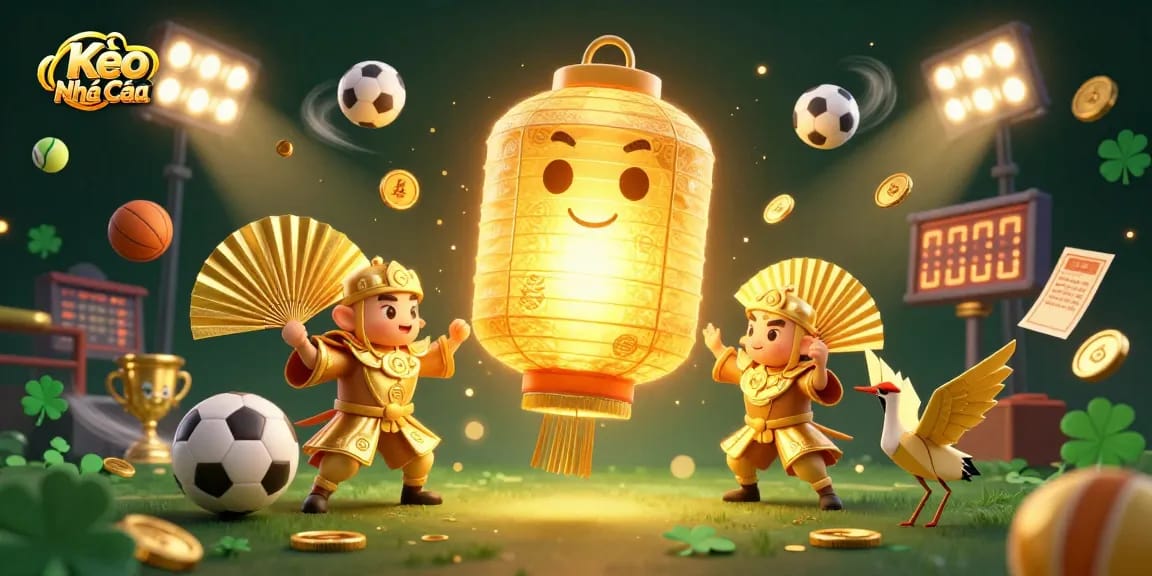 Kèo Nhà Cái promotes winning strategies with a vibrant scene of sports betting excitement.