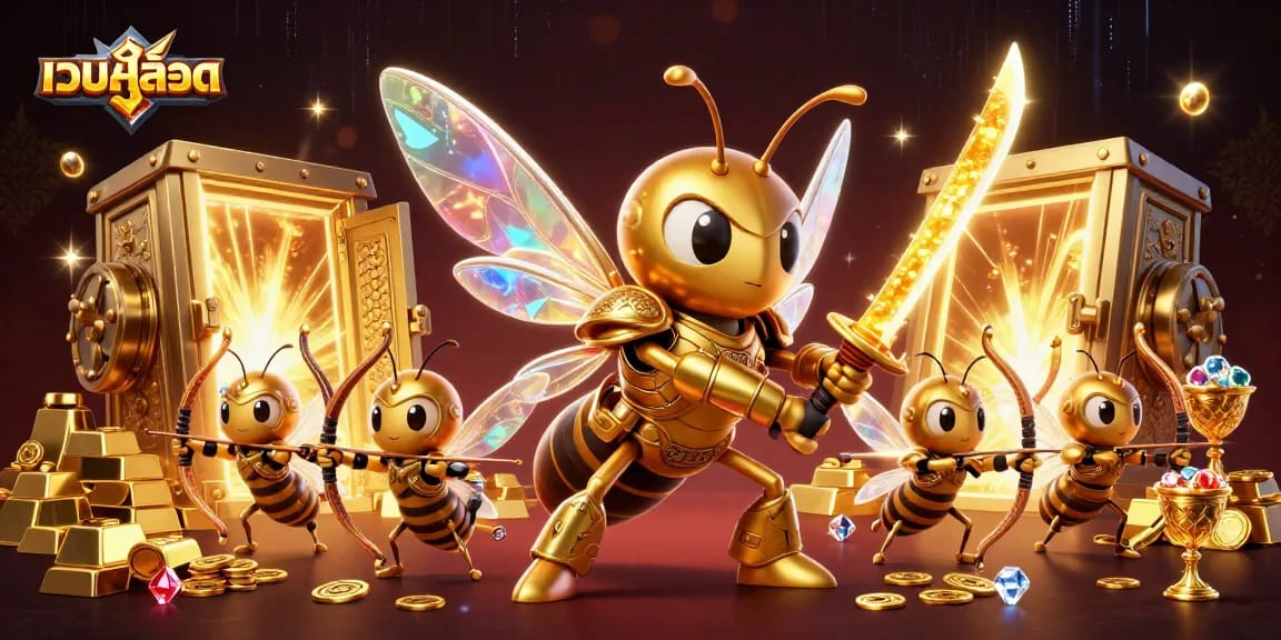 Experience เว็บสล็อต excitement with dynamic 3D characters, golden treasures, and vibrant slots action.
