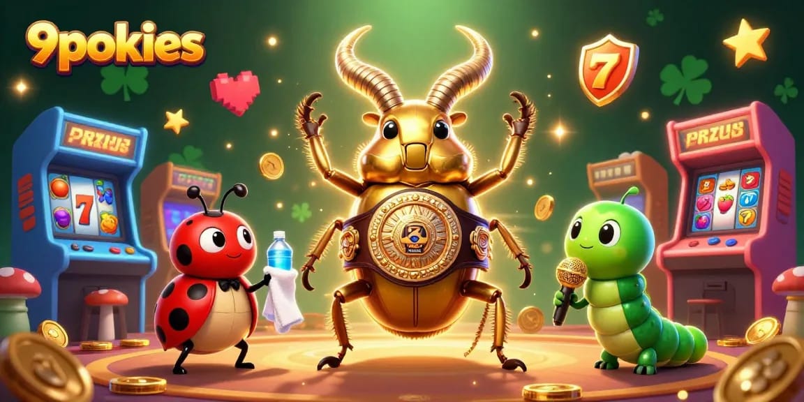 Experience exciting action at 9pokies with slot reels and vibrant casino characters.