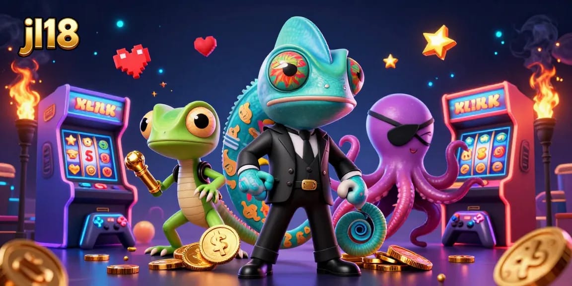 Engage in thrilling gaming action at jl18 with a vibrant 3D casino scene featuring charming characters.