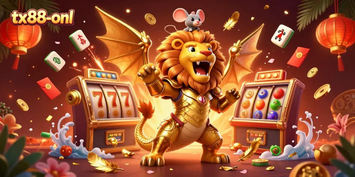 Experience the thrilling adventure of tx88-onl with a golden chimera and vibrant slot elements.