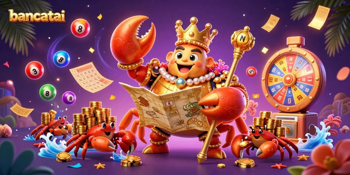 Engage with bancatai and witness the festive casino world led by the golden crab emperor.