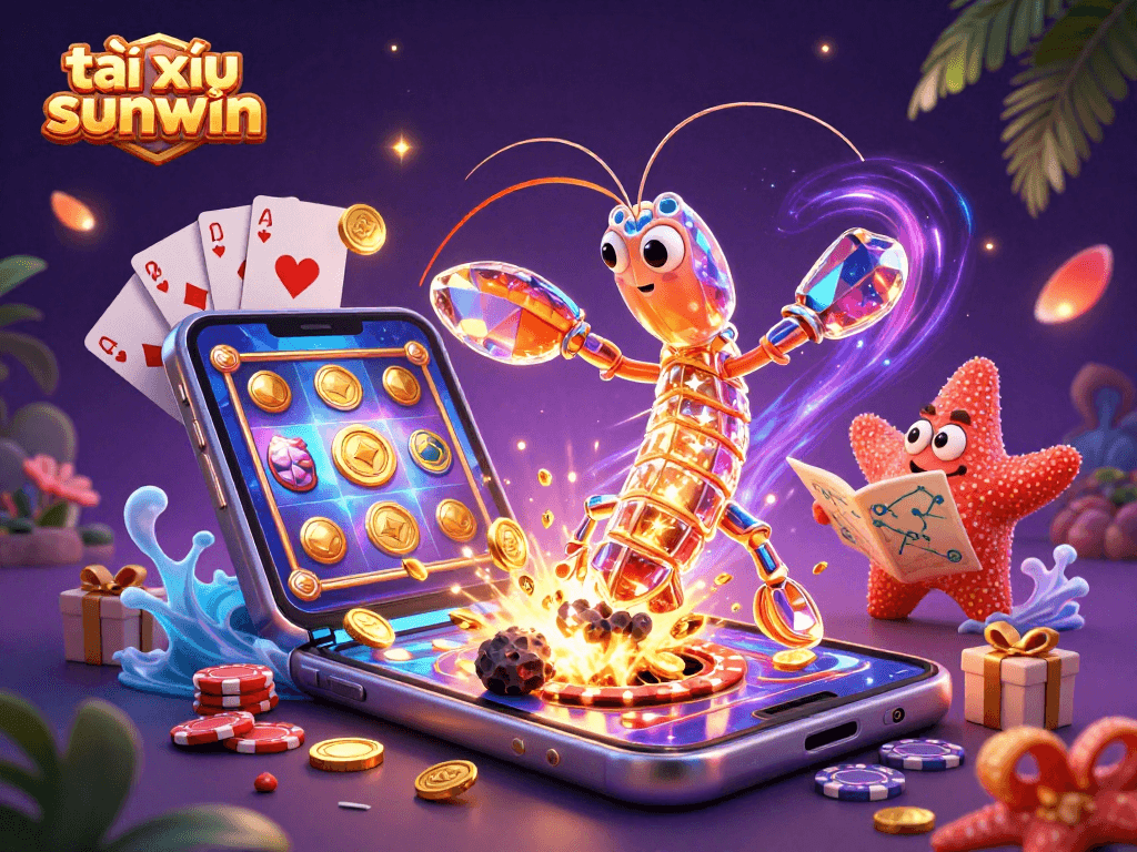 Tài xỉu sunwin showcases a galactic samurai mantis shrimp amid casino riches, igniting excitement.