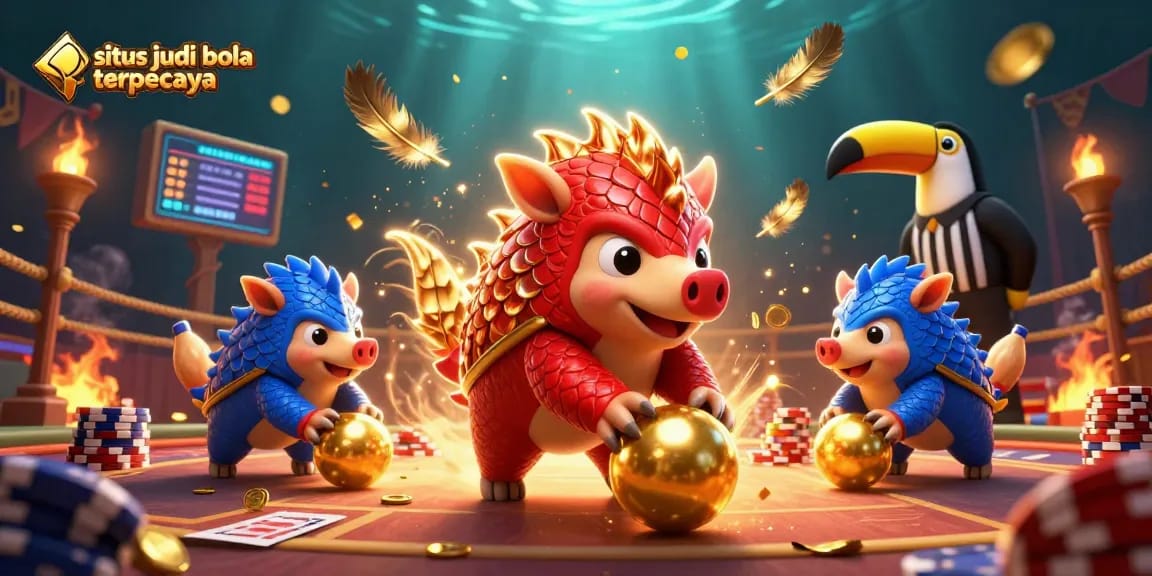 Engage in thrilling action at the situs judi bola terpercaya with dynamic pangolin rivals in a colorful sports betting arena.