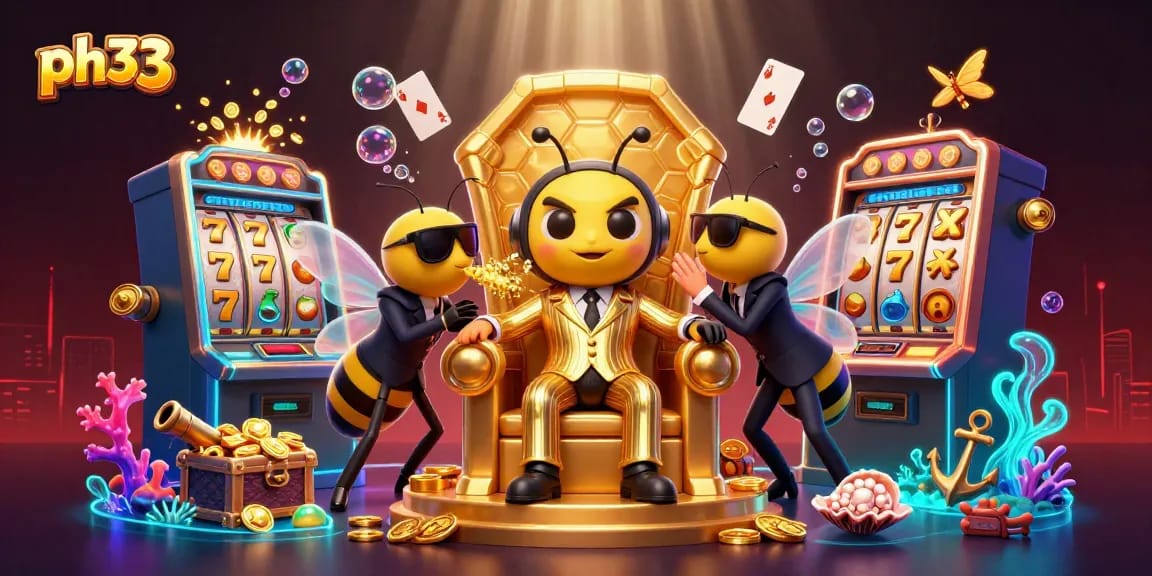 Explore winning opportunities with ph33 slot machines and characters in a captivating casino scene.