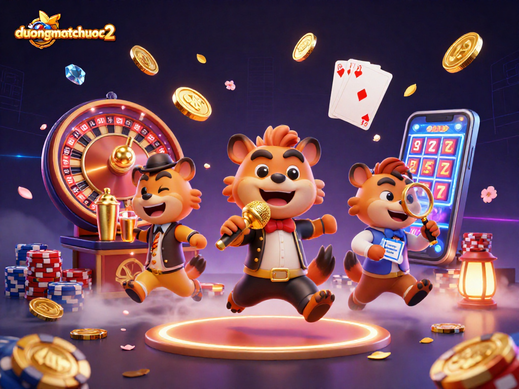 Experience the thrilling gameplay of duongmatchuoc2 with vibrant casino elements in this engaging illustration.
