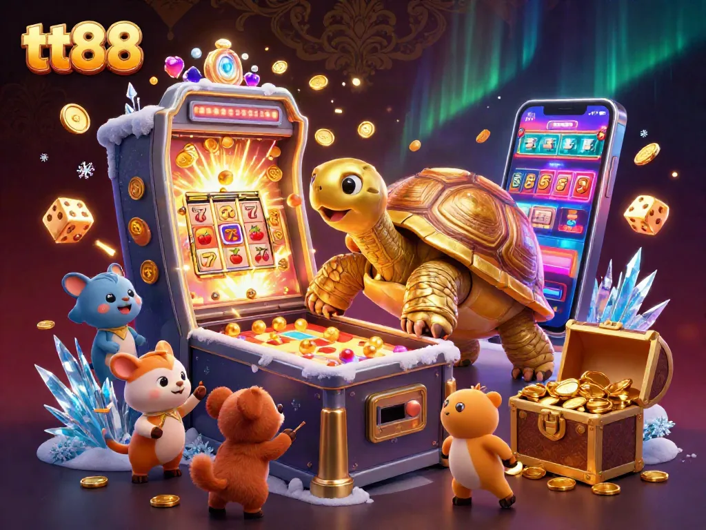 Experience thrilling moments with tt88 in a colorful 3D casino scene filled with excitement.