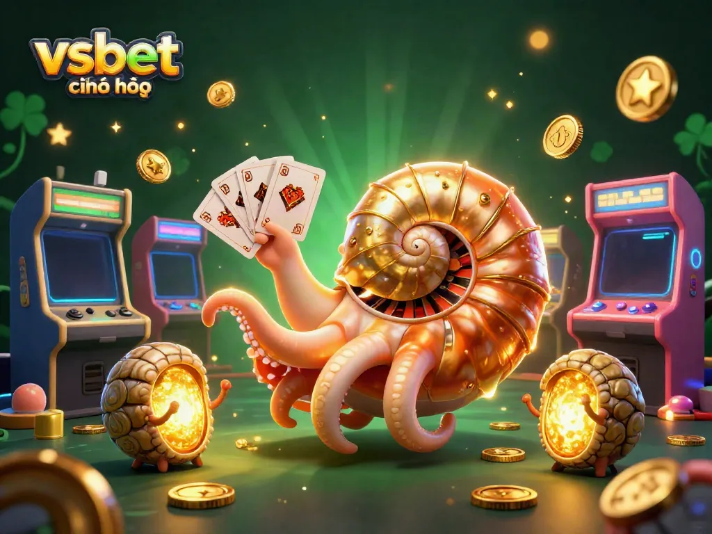 Engage in thrilling gameplay with vsbet chính thức at a colorful casino-themed environment featuring a giant nautilus and glowing companions.