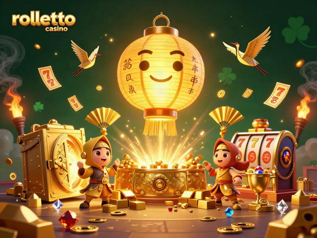 Experience the excitement of rolletto casino with our vibrant 3D illustration featuring unique characters and game elements.