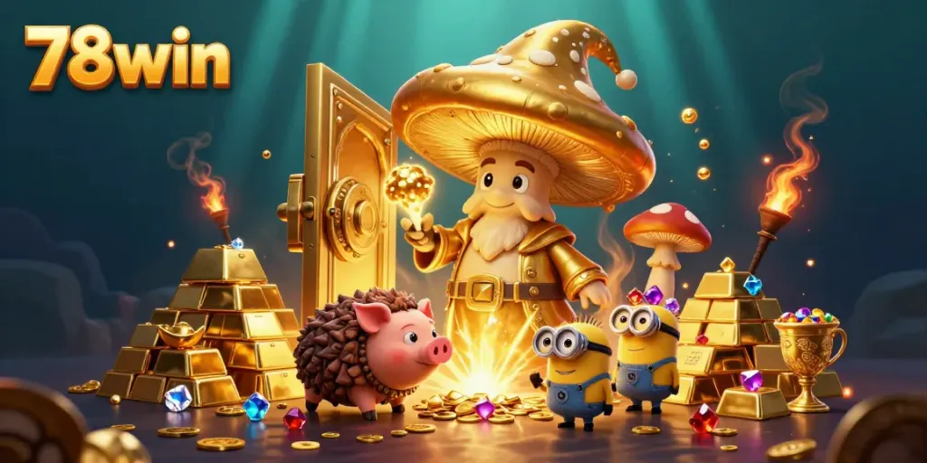 Win big at 78win with the magical treasure of the golden wizard and friends.
