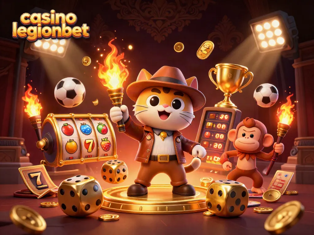 Experience wins at casino legionbet with a vibrant 3D gaming adventure illustration.