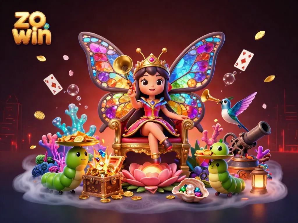 Engage with zo win for vibrant gameplay in a colorful 3D casino-themed illustration.
