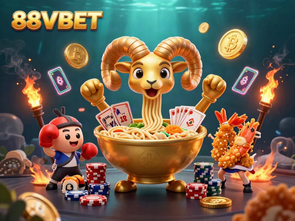 Engage with 88VBET’s vibrant casino experience illustrated by whimsical characters dealing cards amidst digital assets.