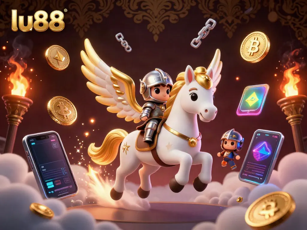 Engage in thrilling gaming journeys with lu88 at this animated celestial scene featuring a heroic knight.
