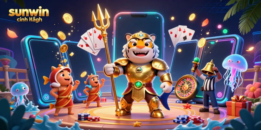 Play the ultimate gaming experience with sunwin chính hãng, featuring a dynamic underwater casino scene.