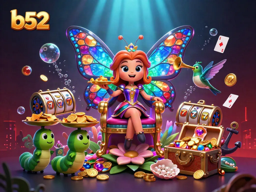 Spin the reels with b52 while exploring the vibrant casino underwater world, featuring magical elements and characters.