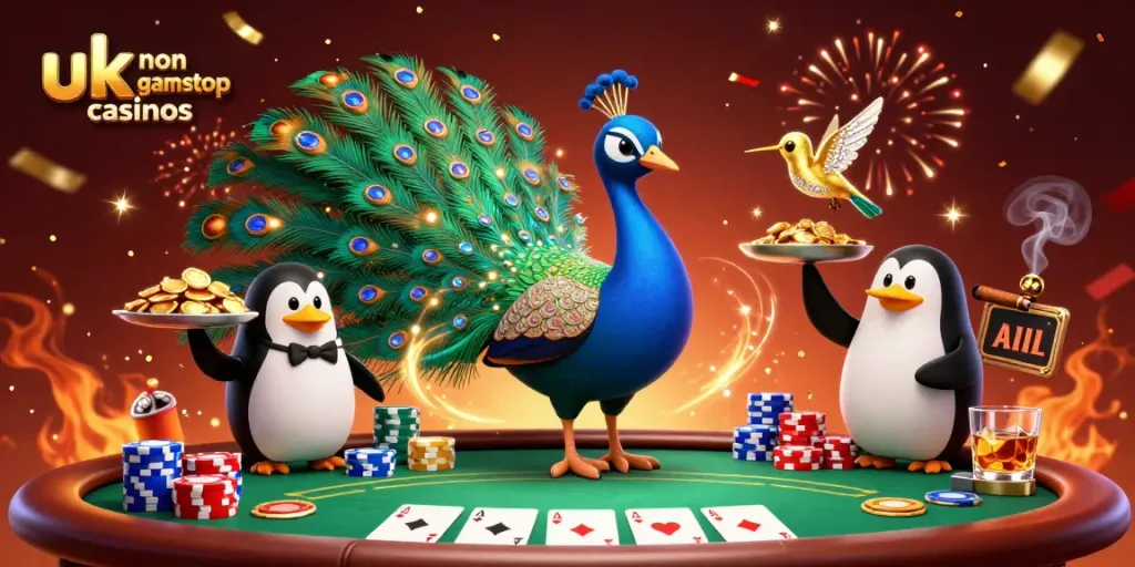 Experience thrilling gameplay at uk non gamstop casinos with colorful casino elements and dynamic characters.