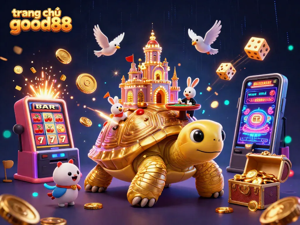 Experience the vibrant world of trang chủ good88 with a colorful casino scene featuring playful characters and exciting game elements.