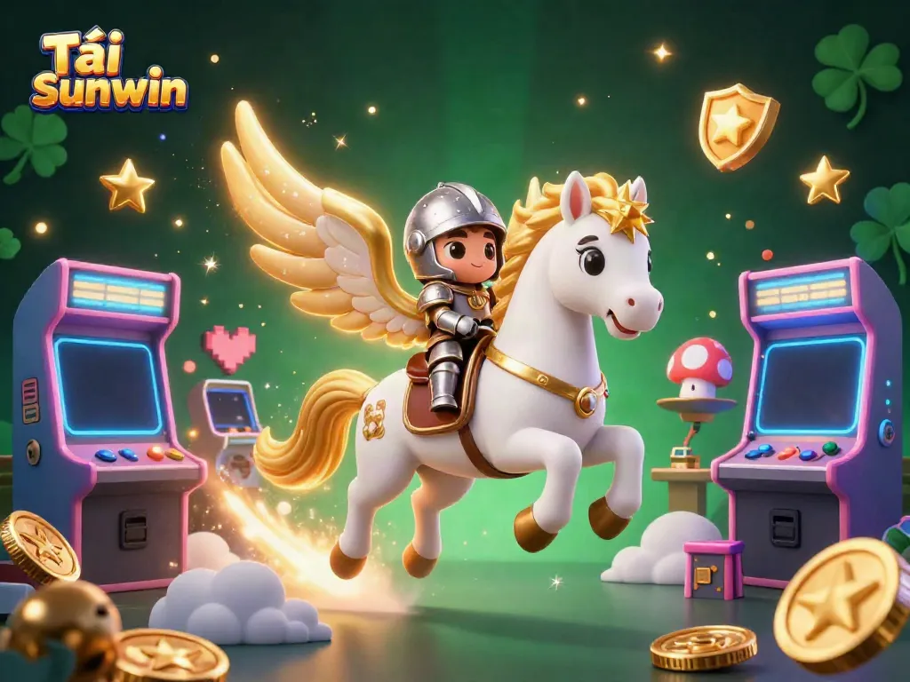 Experience the thrill of Tải sunwin with a celestial knight and gaming machines in a vibrant casino