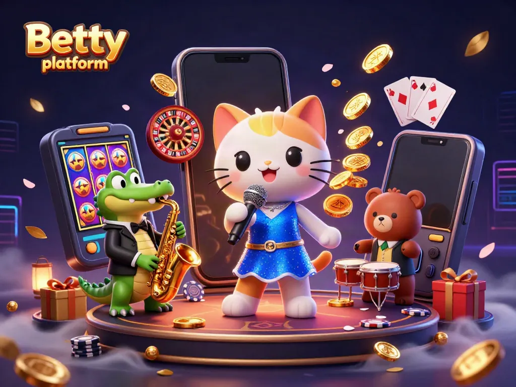 Experience the excitement of the Betty platform with dynamic slots and vibrant characters in a casino setting.