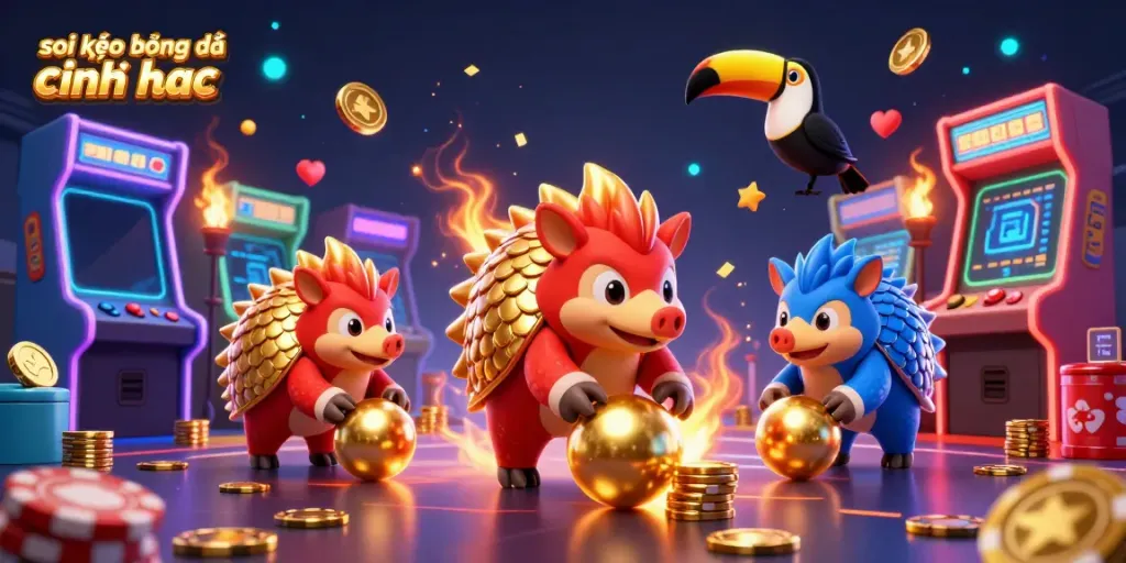 Engage with the action of soi kèo bóng đá chính xác as rival pangolins compete in a colorful gaming scene.