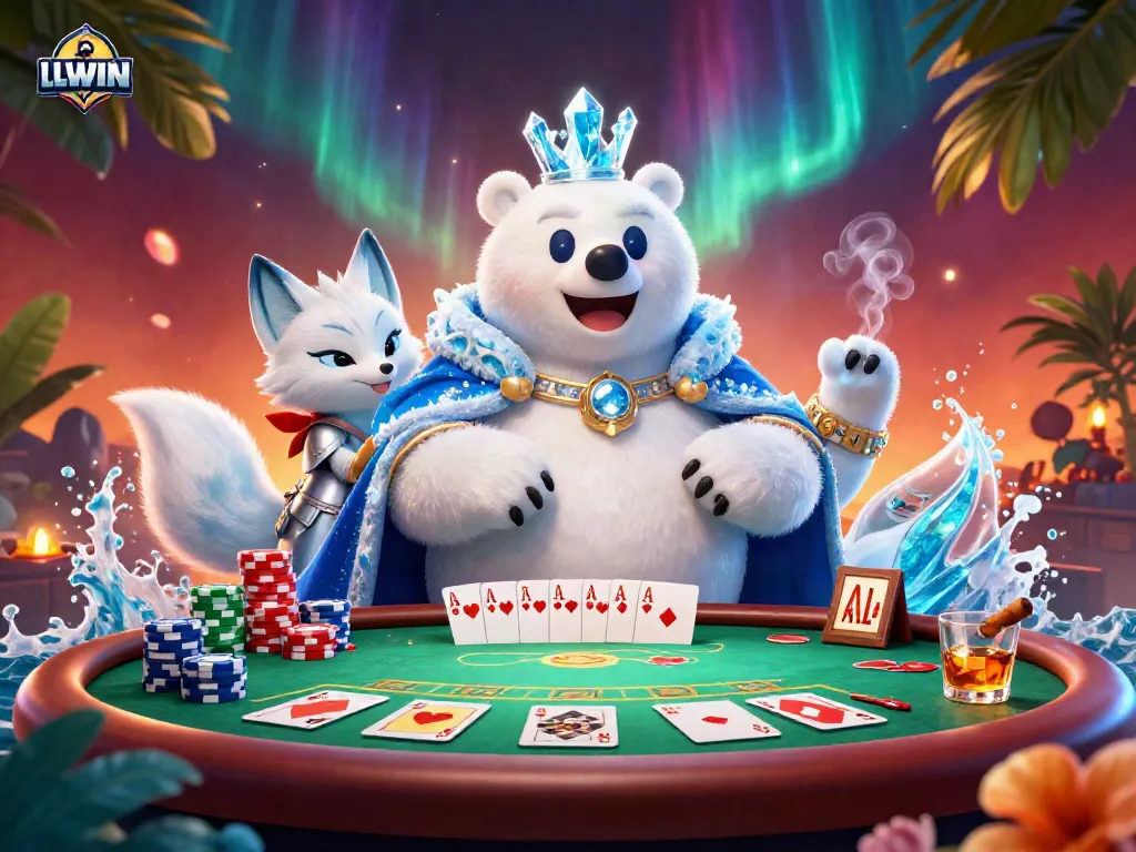 Experience thrilling poker action with LLWIN’s captivating characters in an immersive 3D casino setting.
