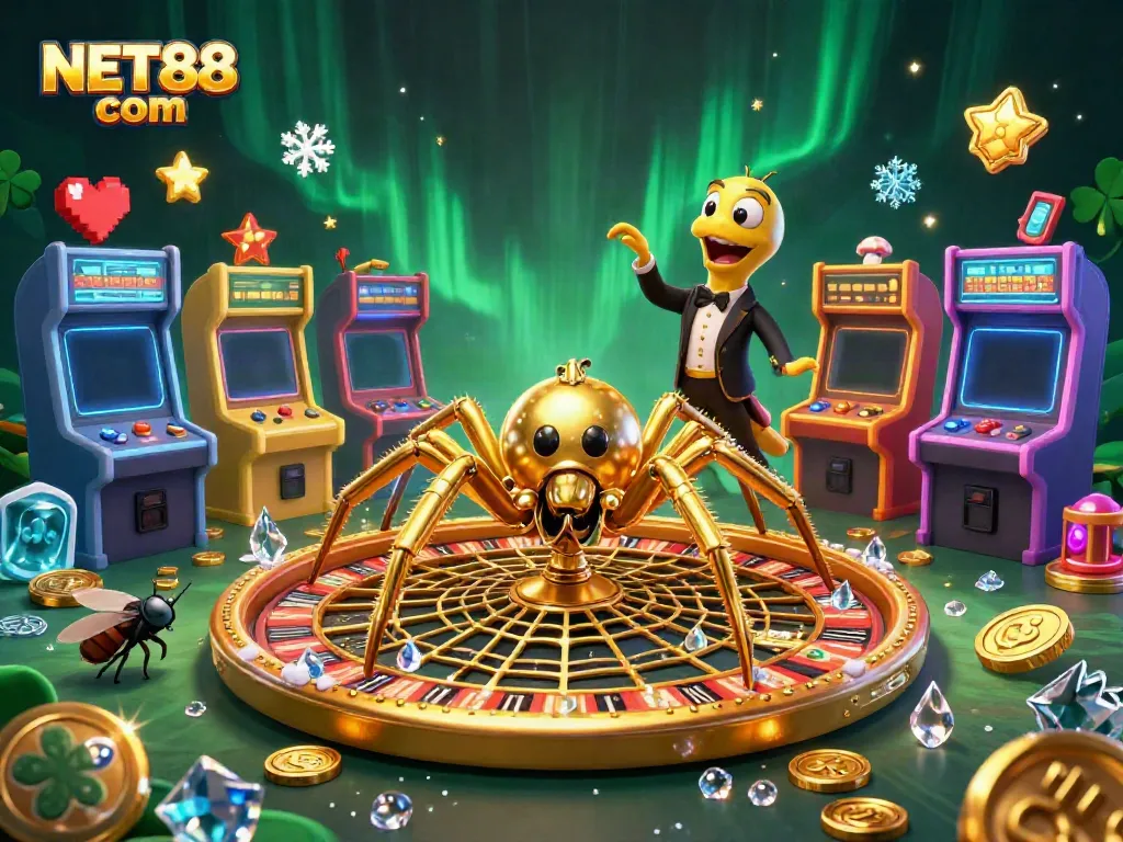 Engage with NET88 com's vibrant casino scene featuring animated characters in a playful gaming atmosphere.