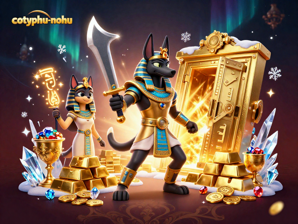 Experience exciting gameplay with cotyphu-nohu and ancient Egyptian warriors amid dazzling treasures.