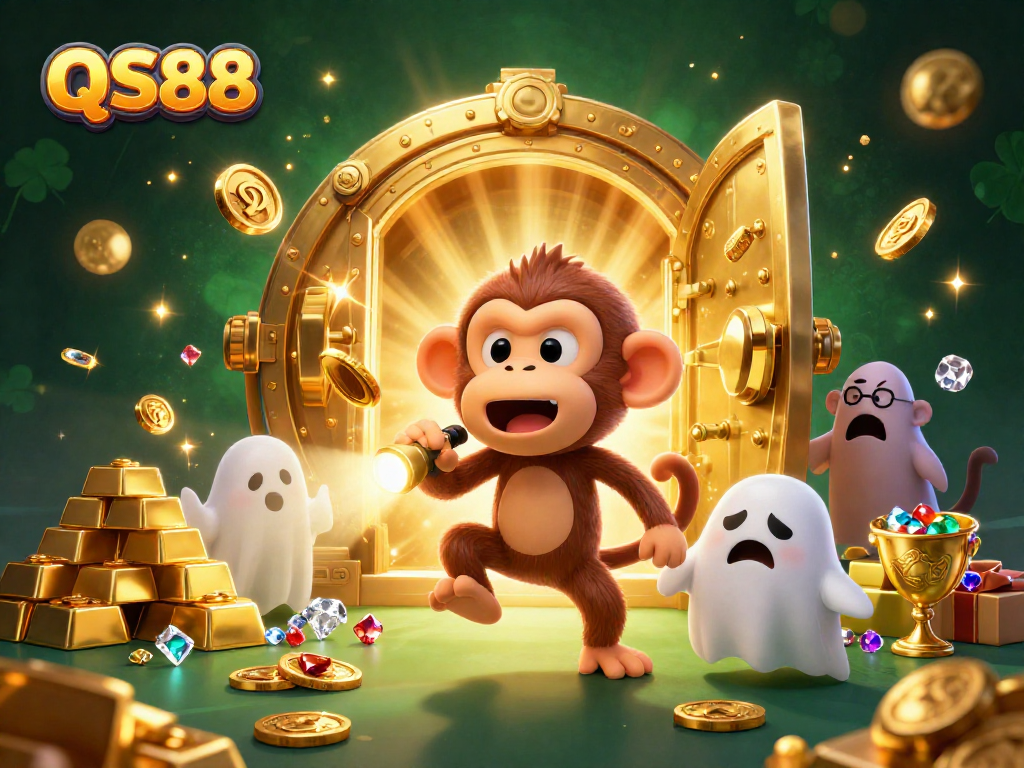 Experience gambling thrills at QS88 with exciting 3D casino adventure featuring golden treasures and playful spirits.