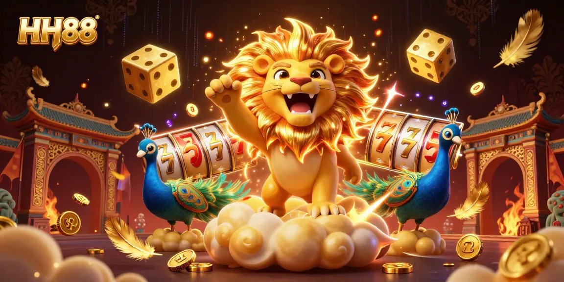 Experience thrilling gameplay at HH88 with a vibrant animated scene featuring golden dice and magical elements.