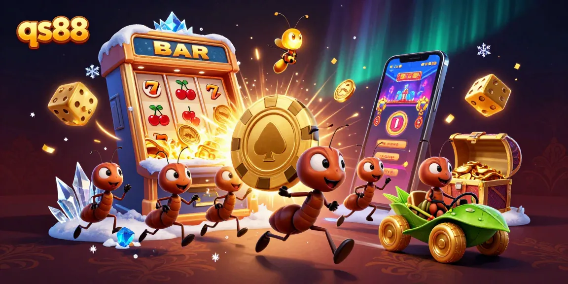 Experience the excitement of qs88 with ants stealing a giant poker chip in a dynamic casino heist scene.