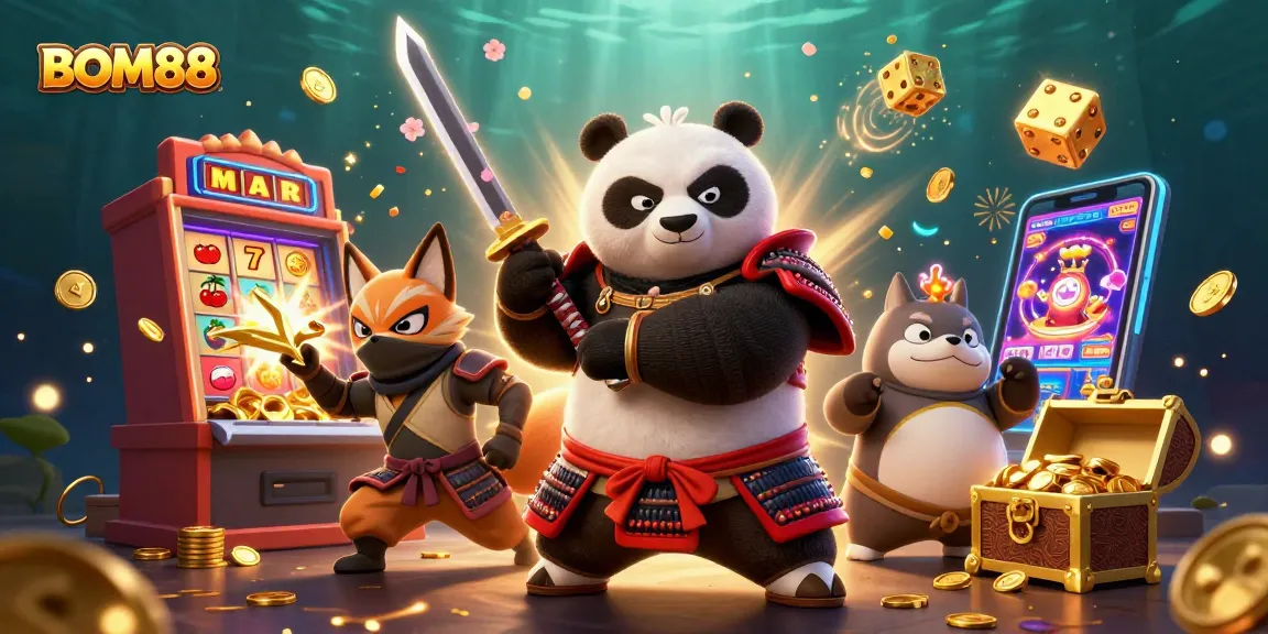 Experience BOM88's vibrant world of gambling with lively characters and a jackpot explosion.