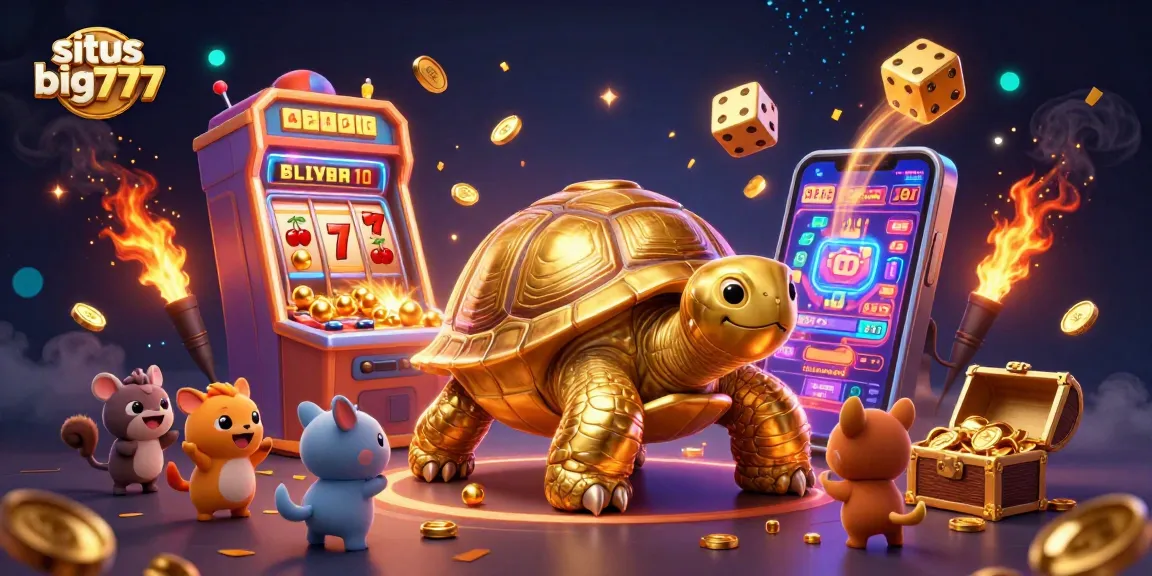 Engage with situs big777's thrilling gameplay, as golden tortoise and animals await their turn at the slots!