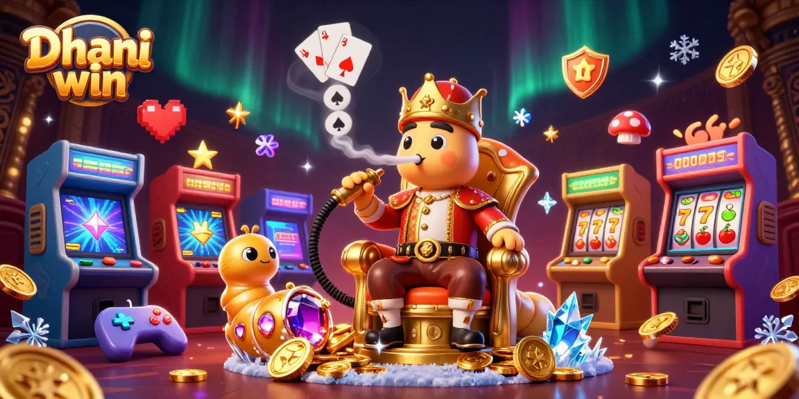 Dhani win casino scene featuring a vibrant caterpillar and slot machines, showcasing thrilling gaming action.