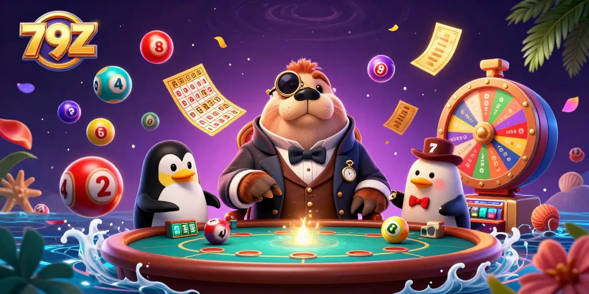 Play your hand with 79Z at an underwater poker table with a charming walrus dealer.