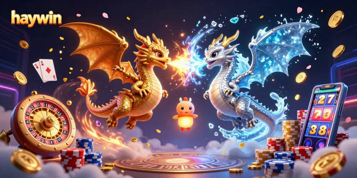Win big at Haywin with stunning dragons amidst cascading coins and immersive game elements.