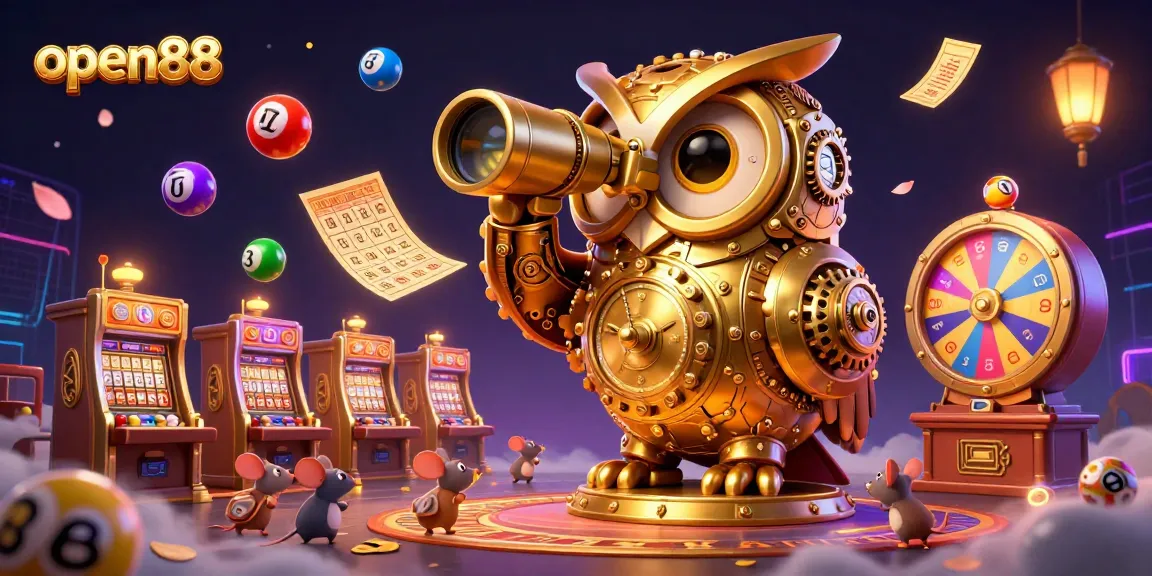 Engage with exciting lottery elements and games at open88, featuring a colorful casino scene with dynamic characters.