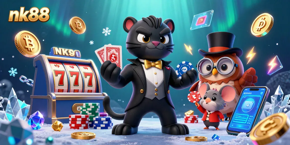nk88 players enjoy slot reels featuring vibrant characters and cryptocurrency elements