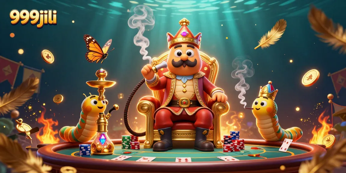 Play with 999jili in a vibrant 3D casino scene filled with poker elements and dynamic details.
