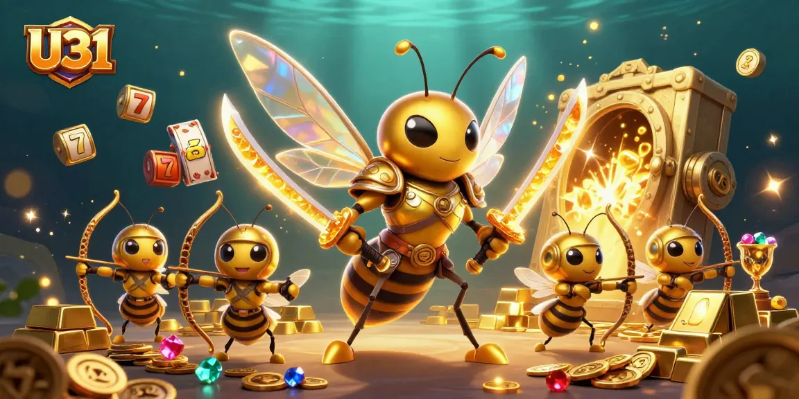 U31 slot game characters bursting with treasures, showcasing exciting gambling action and vibrant visuals.