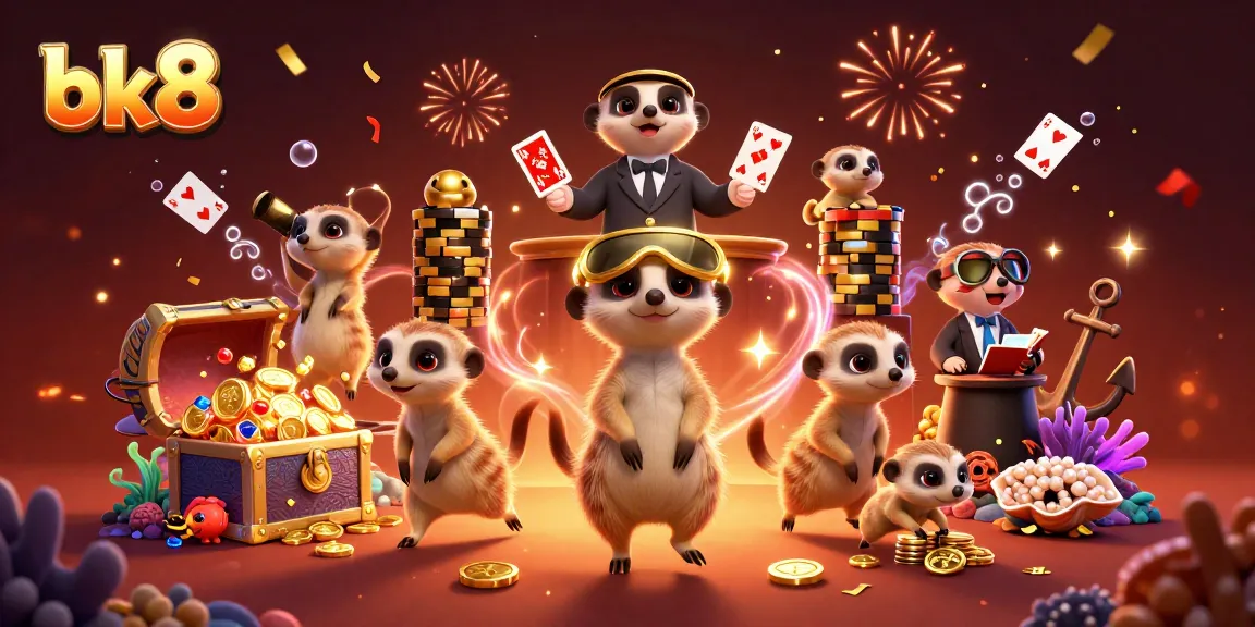 Join the bk8 meerkat casino operation with excitement, gold coins, and vibrant energy!